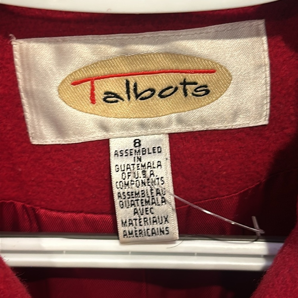 Talbots Red Women’s Coat 100% Wool red Vintage coat size 8 - Picture 3 of 16